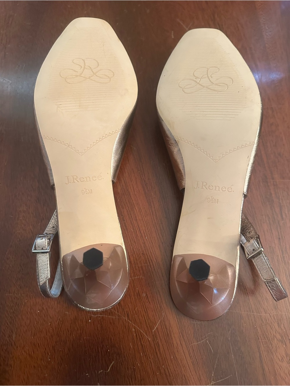 J.Renee Metallic Rose Gold Slingback Shoes with Crystal Buckle - Picture 4 of 5